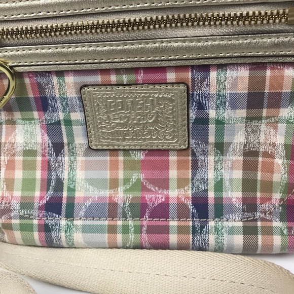 Coach Plaid Shoulder Handback Womens Multicolor - Picture 2 of 6